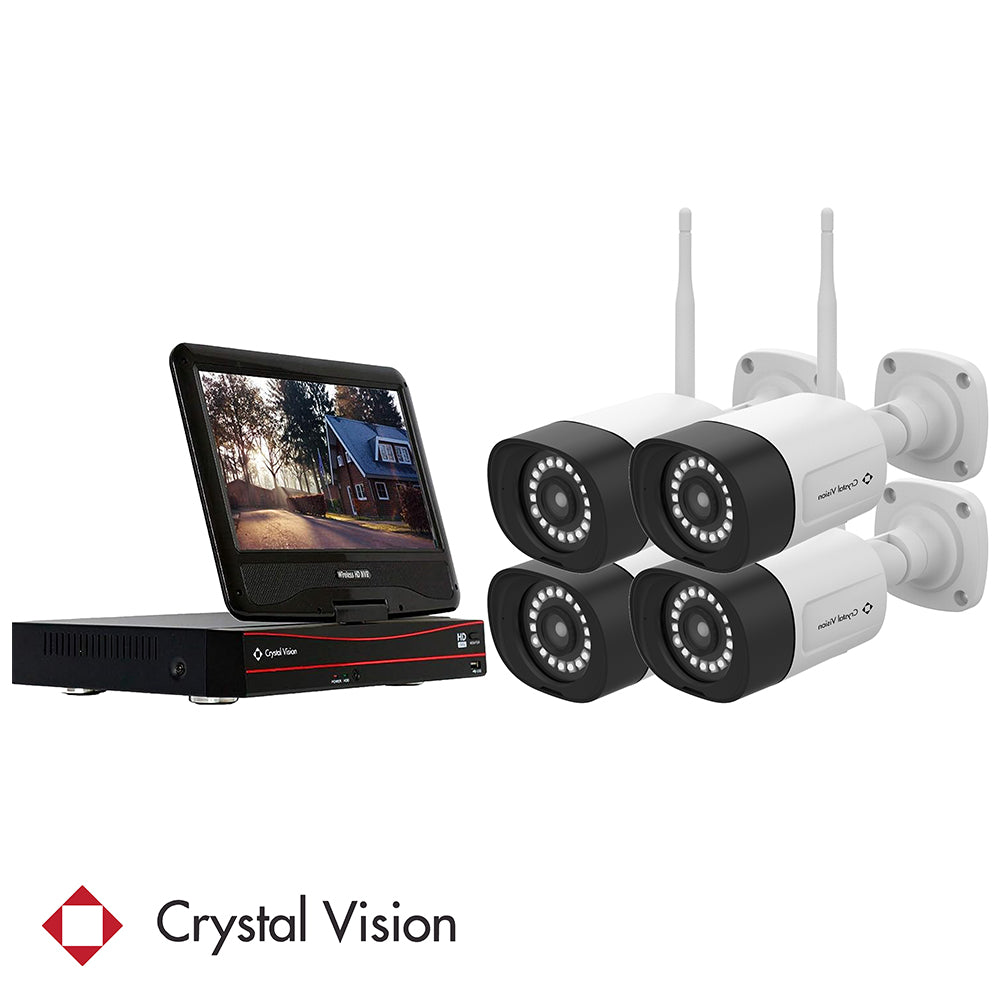 (2024 New Release) 8CH Wireless NVR Surveillance kit w/10.1 inch & 2TB HDD  (4x 3MP Floodlight Audio Panic Siren Cameras)