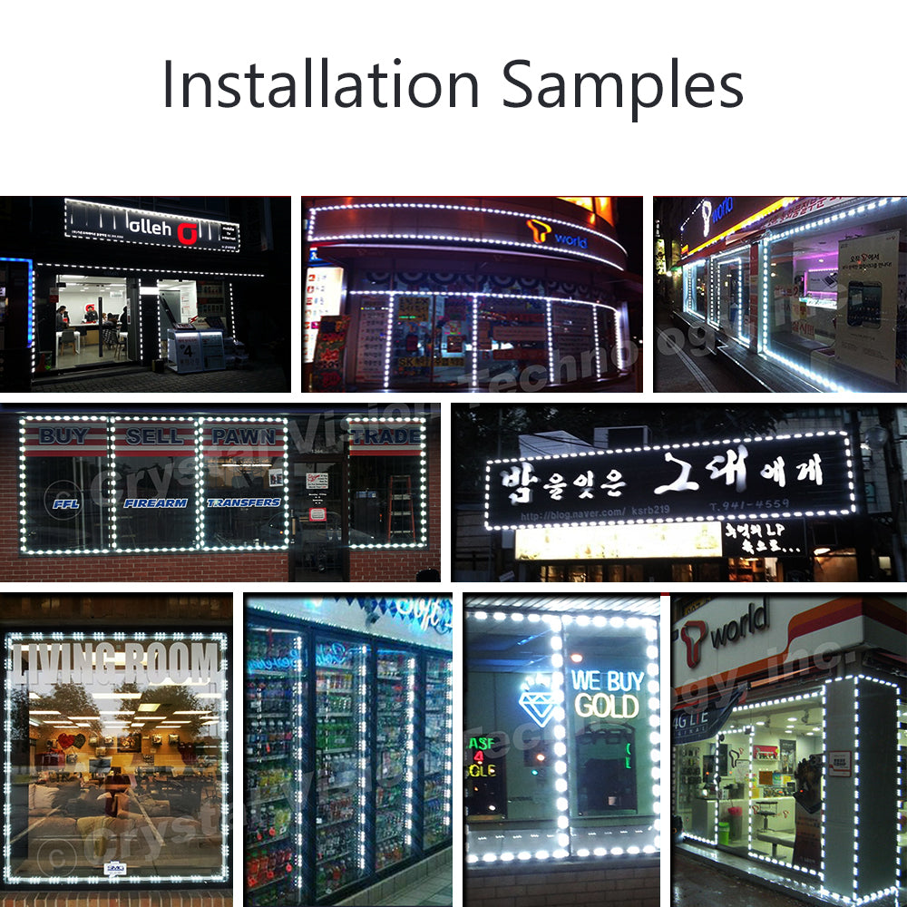 Crystal Vision CVT3SW3K-KIT50 LED Storefront Window Kit/Plug & Play, Made in Korea 50 ft, Cool White
