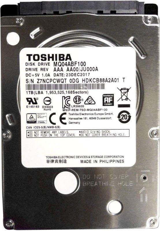 Toshiba 1TB 2.5 Inch Hard Drive - SATA for NVR/DVR/Laptop