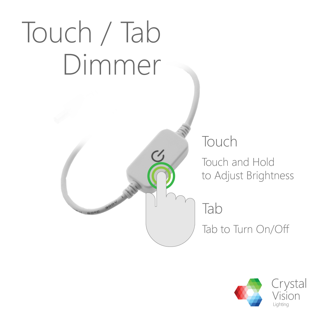 Mini LED Touch Dimmer Switch DC 12V-24V 6A 1ft DC Cord Tact Switch Controller for Single Color LED Strip Light Dimming Brightness Adjustable ONOff White