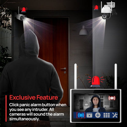 10 - Channel WiFi6 NVR w/10.1 - Inch Monitor, 1TB 3D NAND flash drive & 3MP Floodlight Cameras + Range Extender (6 Cameras) - variant_title - Security Camera System