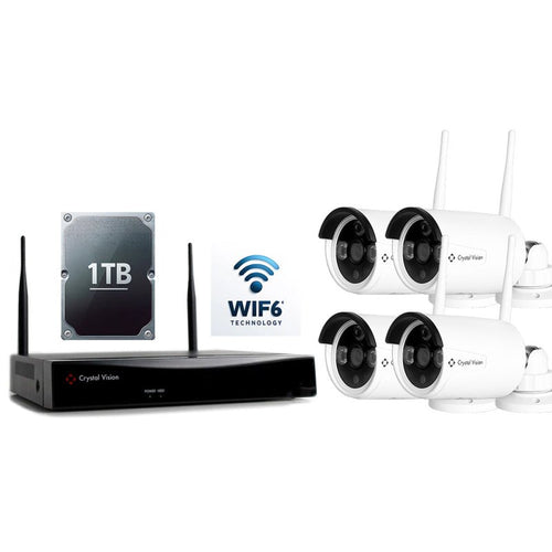 Crystal Vision 10CH WiFi6 NVR Kit - 4 AI Bullet Cams, 1TB