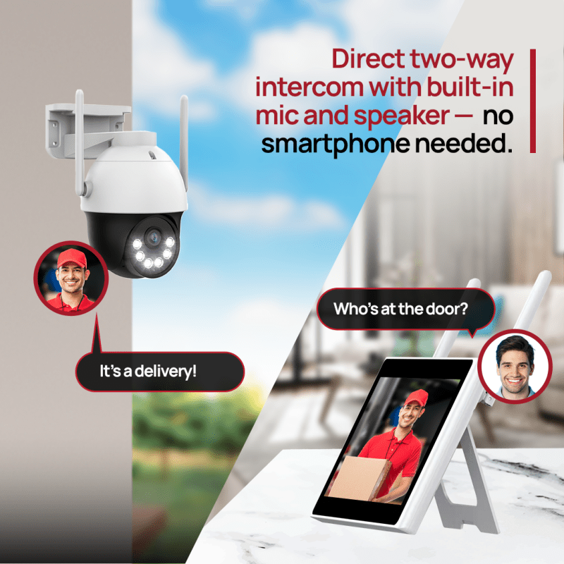 10CH WiFi6 NVR w/10.1 - Inch Monitor, 1TB Nand Flash drive & 3Mega Pixel Pan - Tilt Floodlight Cameras | Audio Siren (4 Pan - tilt) - variant_title - Security Camera System