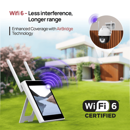 10CH WiFi6 NVR w/10.1 - Inch Monitor, 1TB Nand Flash drive & 3Mega Pixel Pan - Tilt Floodlight Cameras | Audio Siren (4 Pan - tilt) - variant_title - Security Camera System