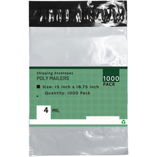 Heavy Duty Self Seal Poly Mailer Flat Bags Waterproof 4 Mil up to 10 Pound 15"(38cm) x 18.75"(47.7cm) 1000pcs