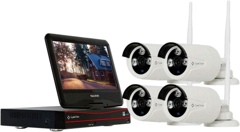 [2025 Upgraded Ver] [8CH] Crystal Vision CVT804A - 20WB1T All - in - One 1080P Full HD Wireless Surveillance System NVR CCTV w/ 1TB HDD, Built - in Monitor & Router, 3MP Camera Auto Pair - variant_title - Security Camera System