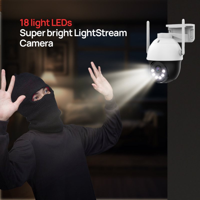 Crystal Vision 3MP Pan-Tilt Floodlight Camera - WiFi6, Siren