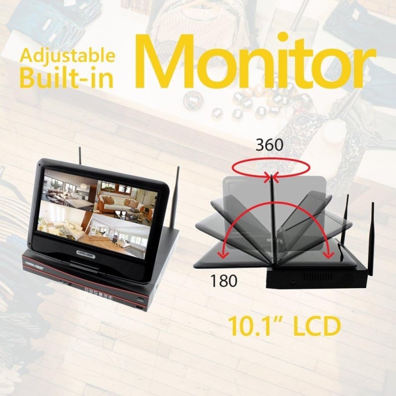 [4CH] Crystal Vision CVT9604E - 3010W1T All - in - One True HD Wireless Surveillance System NVR CCTV w/ 1TB HDD, Built - in Monitor & Router, Camera Auto Pair - variant_title - Security Camera System