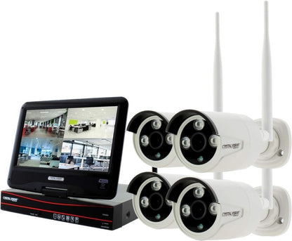 [4CH] Crystal Vision CVT9604E - 3010W1T All - in - One True HD Wireless Surveillance System NVR CCTV w/ 1TB HDD, Built - in Monitor & Router, Camera Auto Pair - variant_title - Security Camera System