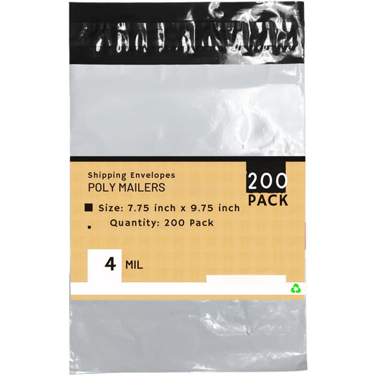 Heavy Duty Self Seal Poly Mailer Flat Bags Waterproof 4 Mil up to 10 Pound 7.75"(20cm) x 9.75"(24.7cm) 200pcs