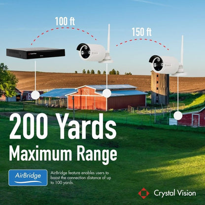 8CH Crystal Vision CVT808A 1080p Wireless NVR CCTV System | 2TB HDD, Built - In Monitor, 3MP Cameras - variant_title - Security Camera System