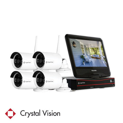 8CH Crystal Vision CVT808C - 305WB NVR w/built - in Monitor, 2TB HDD (4 x 3MP Ai - Powered Bullet Cameras) - variant_title - Security Camera System