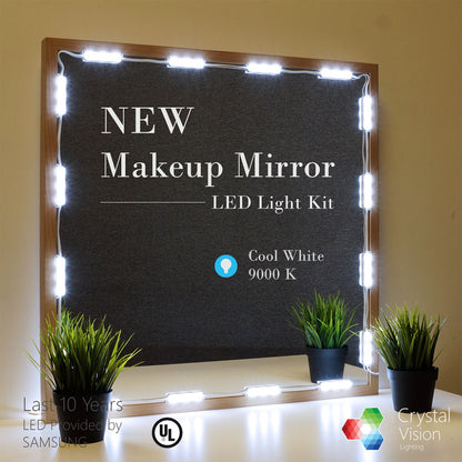 Crystal Vision Hollywood Style Makeup Mirror LED Light Kit Provided by Samsung for Cosmetic Mirror Vanity Mirror w/ Dimmer Controller (75 LED Bulb / 12.5ft) [Slim Cool White]