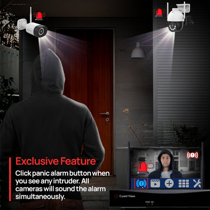 3MP AI-Powered Pan-Tilt Floodlight & Two Way Audio Camera with Panic Siren