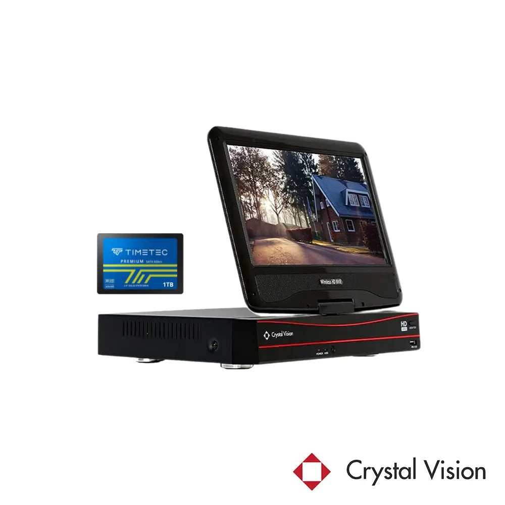 Crystal Vision 8CH Wireless NVR with Monitor (1TB SSD)