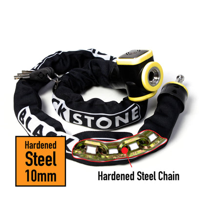 Blackstone Chain Bike Lock with 130 db Alarm, Heavy Duty 10 mm 4 ft chain with Six-sided Hardened Manganese Steel