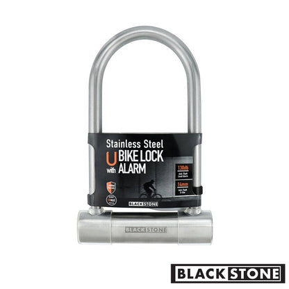 BLACK STONE Stainless Steel U Bike Lock - Secure 130dB Alarm System, 14mm Reinforced Shackle - Ideal for Urban Cyclists & E - Bikes, 100mm Fat tire - variant_title - Bike Lock
