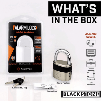 Blackstone 10mm Alarm Padlock – 130dB Smart Lock (Used- Grade A) Pad Lock