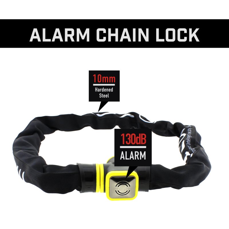 Blackstone Chain Bike Lock with 130 db Alarm, Heavy Duty 10 mm 4 ft chain with Six - sided Hardened Manganese Steel - variant_title - Electric Bicycle Lock