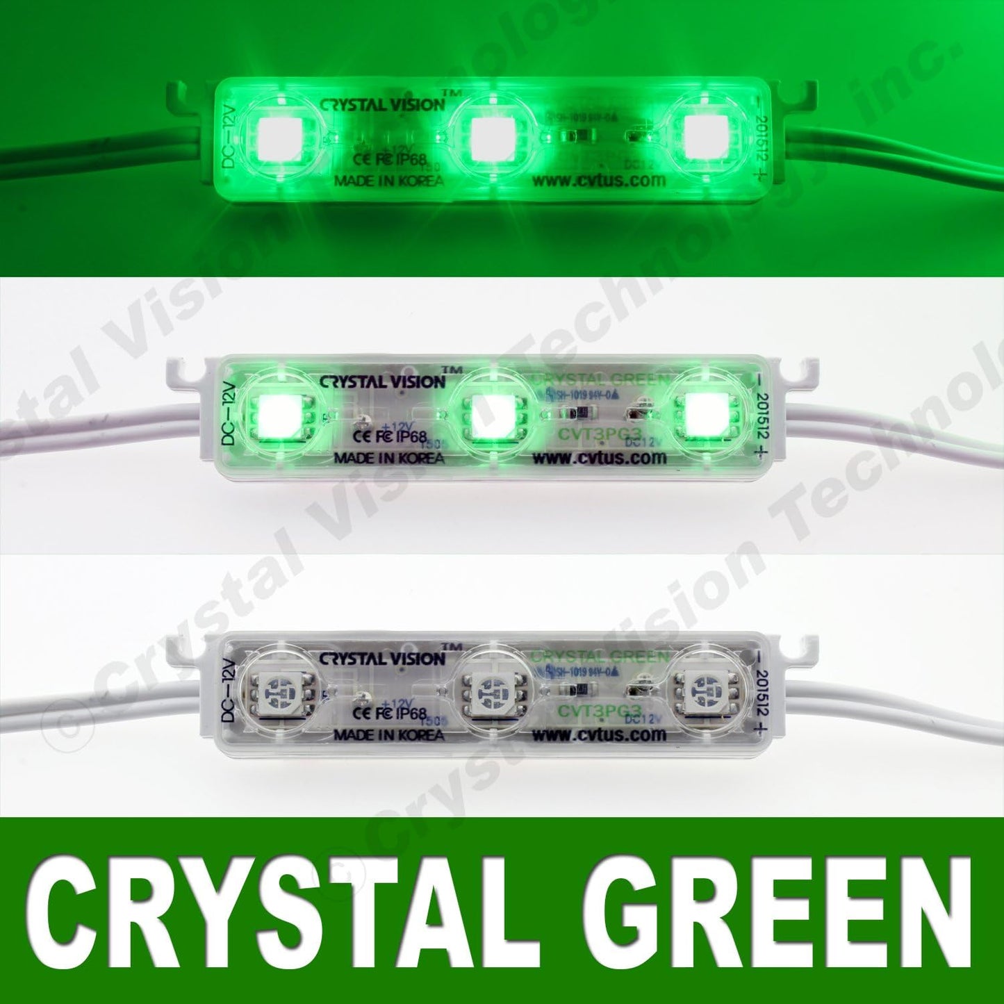 Crystal Vision CVT3SW3K-KIT50 LED Storefront Window Kit/Plug & Play Samsung LED Bulb Made in Korea 50 ft, Green