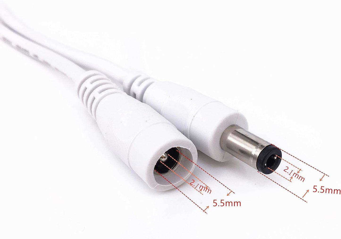 Crystal Vision 4.5m/15ft White 5.5mm x 2.1mm DC Plug Extension Cable for Power Adapter DC Power 12V 5.5mm x 2.1mm Barrel Male Plug Connector