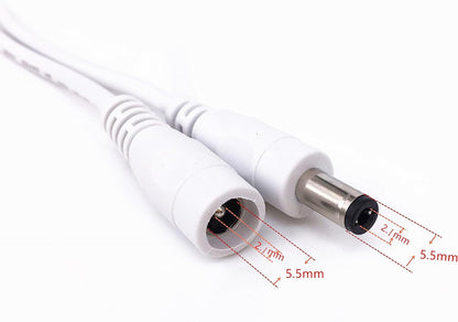 Crystal Vision 4.5m/15ft White 5.5mm x 2.1mm DC Plug Extension Cable for Power Adapter DC Power 12V 5.5mm x 2.1mm Barrel Male Plug Connector (2 Pack)