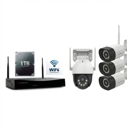 Crystal Vision 10CH WiFi6 NVR Kit - 3 Floodlight, 1 Outdoor PT 10channel