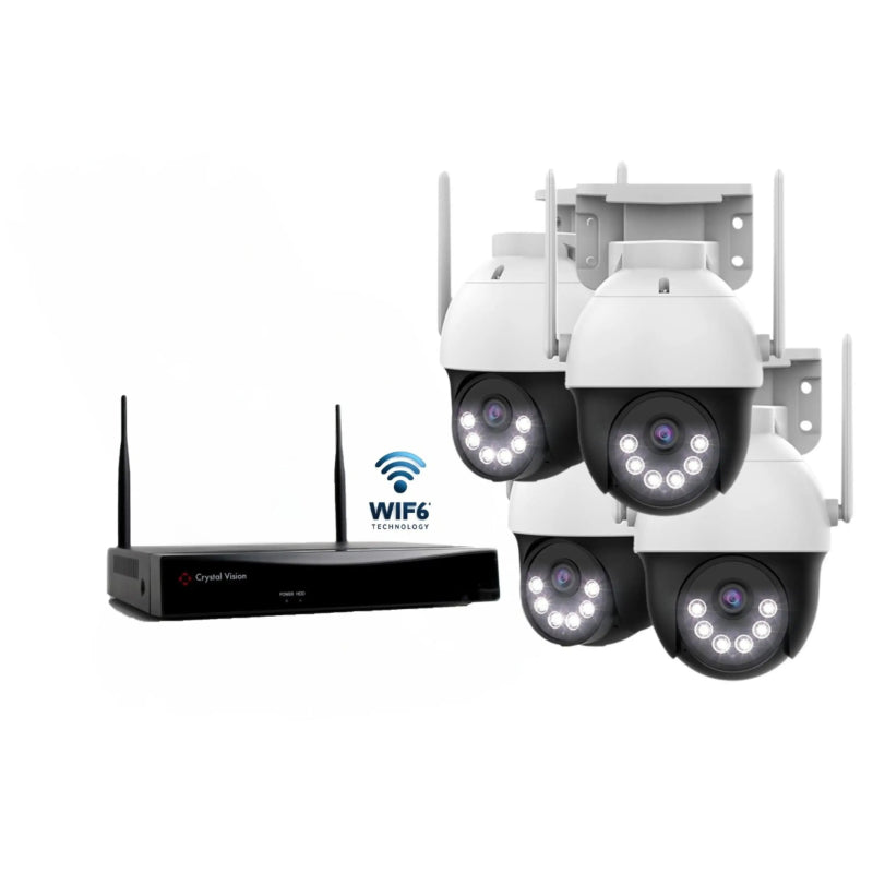 Crystal Vision 10CH WiFi6 NVR Kit - 4 Pan - Tilt Cams, 1TB 10channel