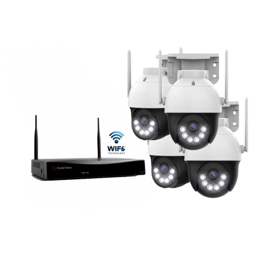 Crystal Vision 10CH WiFi6 NVR Kit - 4 Pan-Tilt Cams, 1TB