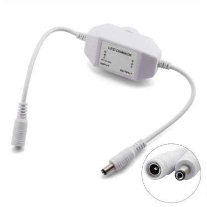 Crystal Vision 1pc DC 12V 24V LED Strip Dimmer Switch with DC Female Male Adapter Single Color Mini LED Lamp Lighting Accessories Brightness Adjustable Controller Manual Knob Dimmer Switch White - variant_title - LED Accessory
