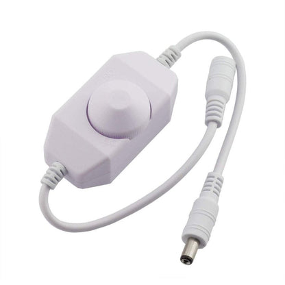 Crystal Vision 1pc DC 12V 24V LED Strip Dimmer Switch with DC Female Male Adapter Single Color Mini LED Lamp Lighting Accessories Brightness Adjustable Controller Manual Knob Dimmer Switch White - variant_title - LED Accessory