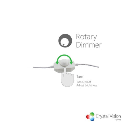 Crystal Vision 1pc DC 12V 24V LED Strip Dimmer Switch with DC Female Male Adapter Single Color Mini LED Lamp Lighting Accessories Brightness Adjustable Controller Manual Knob Dimmer Switch White - variant_title - LED Accessory