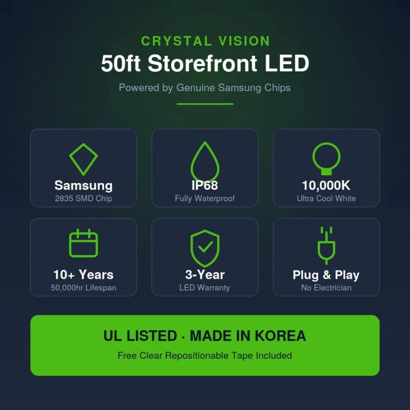 Crystal Vision 2 x 25ft LED Storefront DIY Kit (Cool White) LED Lighting DIY Kit
