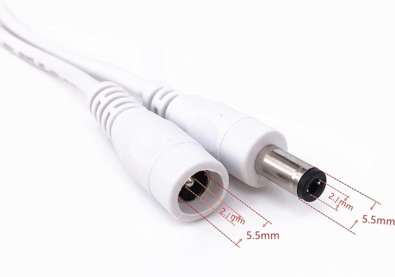 Crystal Vision 4.5m/15ft White 5.5mm x 2.1mm DC Plug Extension Cable for Power Adapter DC Power 12V 5.5mm x 2.1mm Barrel Male Plug Connector - variant_title - LED Accessory