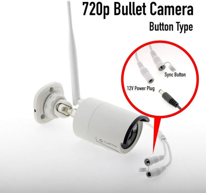 Crystal Vision CVT - 3010W 720P Wireless Camera Add - on/Replacement (Button Type) for CVT9604E/CVT9608E CVT3010WUB - variant_title - Add - on Camera