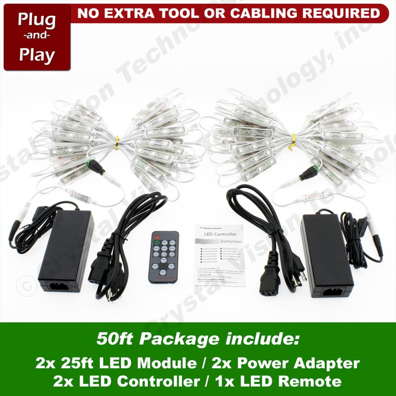 Crystal Vision CVT3SW3K - KIT50 LED Storefront Window Kit/Plug & Play Samsung LED Bulb Made in Korea 50 ft, Green - variant_title - LED Light