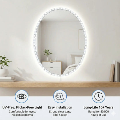 Crystal Vision Hollywood Makeup Mirror Light Kit – 12.5ft - Hollywood Mirror Light, LED Lighting DIY Kit, Vanity Mirror - LED Light