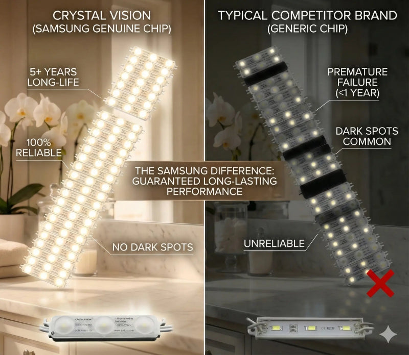 Crystal Vision Hollywood Makeup Mirror Light Kit – Warm White - Hollywood Mirror Light, LED Lighting DIY Kit, Vanity Mirror - LED Light