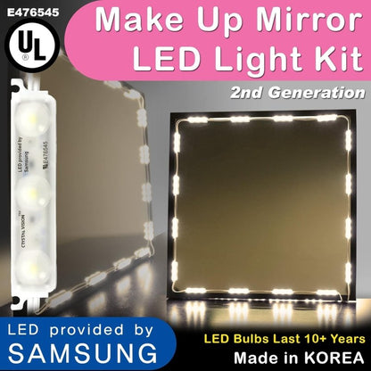 Crystal Vision Hollywood Style Makeup Mirror LED Light Kit Provided by Samsung for Cosmetic Mirror Vanity Mirror w/ Dimmer Controller (75 LED Bulb / 12.5ft) [Warm White] - variant_title - LED Light