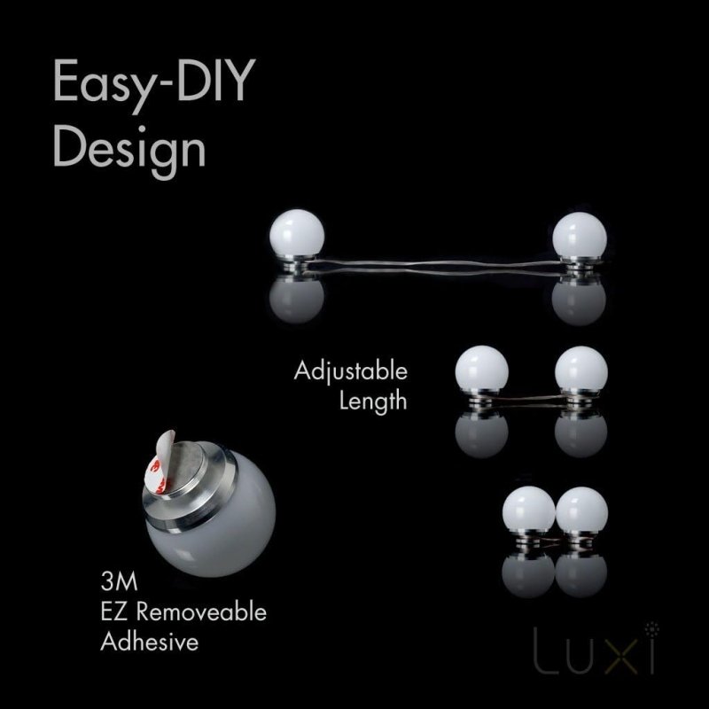 Crystal Vision LUXI Vanity Makeup Mirror Light Kit - Hollywood Style Natural White LED (8 Bulb) - variant_title - LED Light