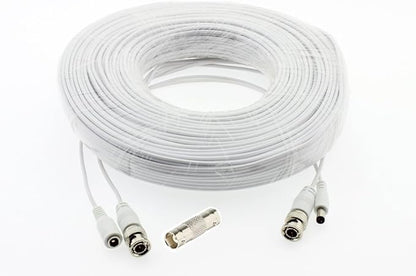 Crystal Vision Siamese Pre - made Video Power BNC Combo Cable for 1080P HD CVI, TVI, AHD w/coupler - Professional Grade (150ft) - variant_title - CCTV Cable