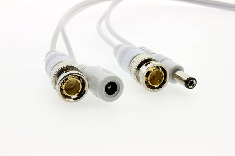 Crystal Vision Siamese Pre - made Video Power BNC Combo Cable for 1080P HD CVI, TVI, AHD w/coupler - Professional Grade (60ft) - variant_title - CCTV Cable