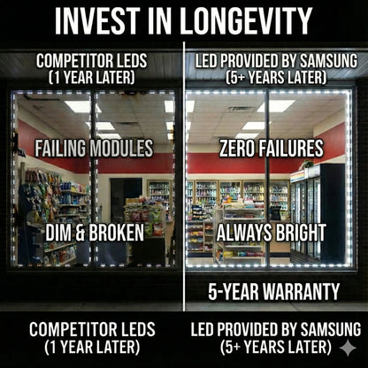 Crystal Vision Storefront LED Window Kit – 50ft Cool White - LED Lighting DIY Kit, Storefront, - LED Light