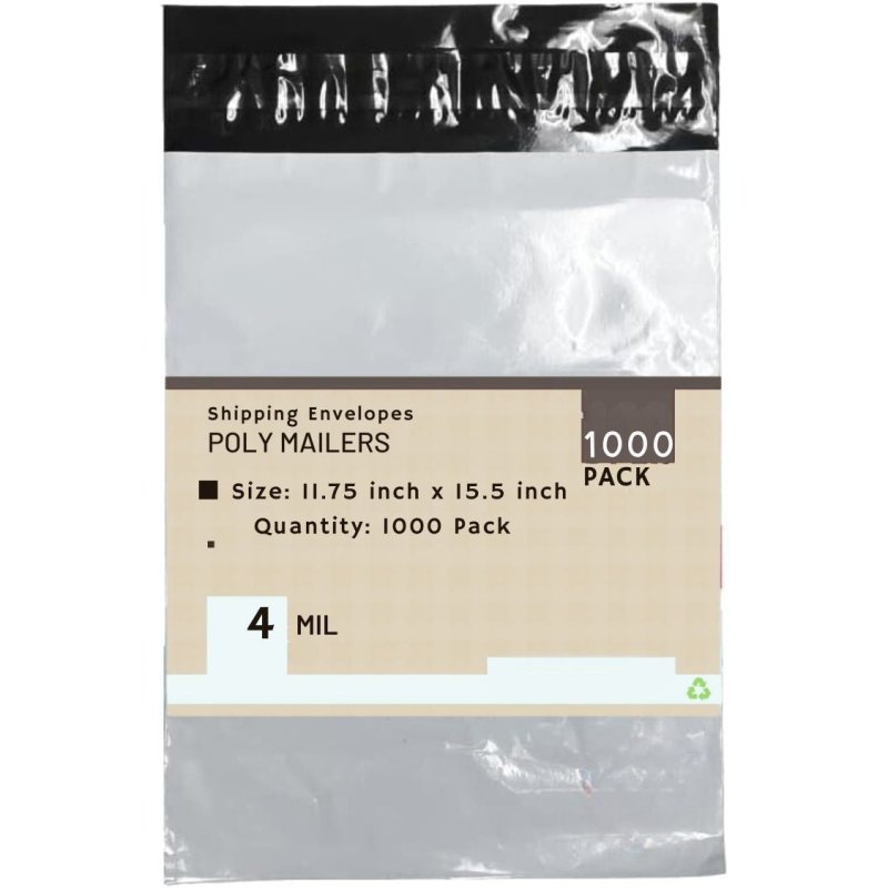 Heavy Duty Self Seal Poly Mailer Flat Bags Waterproof 4 Mil up to 10 Pound 11.75"(30cm) x 15.5"(39.5cm) 1000pcs - variant_title - 