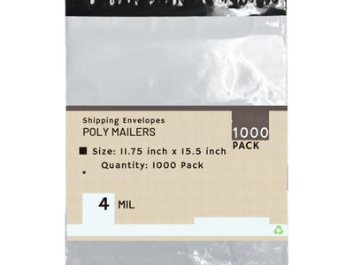 Heavy Duty Self Seal Poly Mailer Flat Bags Waterproof 4 Mil up to 10 Pound 11.75"(30cm) x 15.5"(39.5cm) 1000pcs