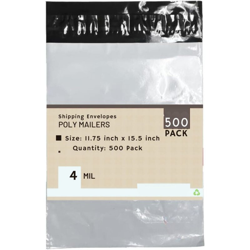 Heavy Duty Self Seal Poly Mailer Flat Bags Waterproof 4 Mil up to 10 Pound 11.75"(30cm) x 15.5"(39.5cm) 500pcs - variant_title - 