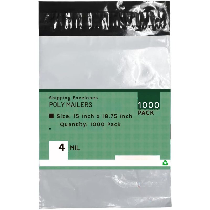 Heavy Duty Self Seal Poly Mailer Flat Bags Waterproof 4 Mil up to 10 Pound 15"(38cm) x 18.75"(47.7cm) 1000pcs - variant_title - 