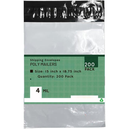Heavy Duty Self Seal Poly Mailer Flat Bags Waterproof 4 Mil up to 10 Pound 15"(38cm) x 18.75"(47.7cm) 200pcs - variant_title - 