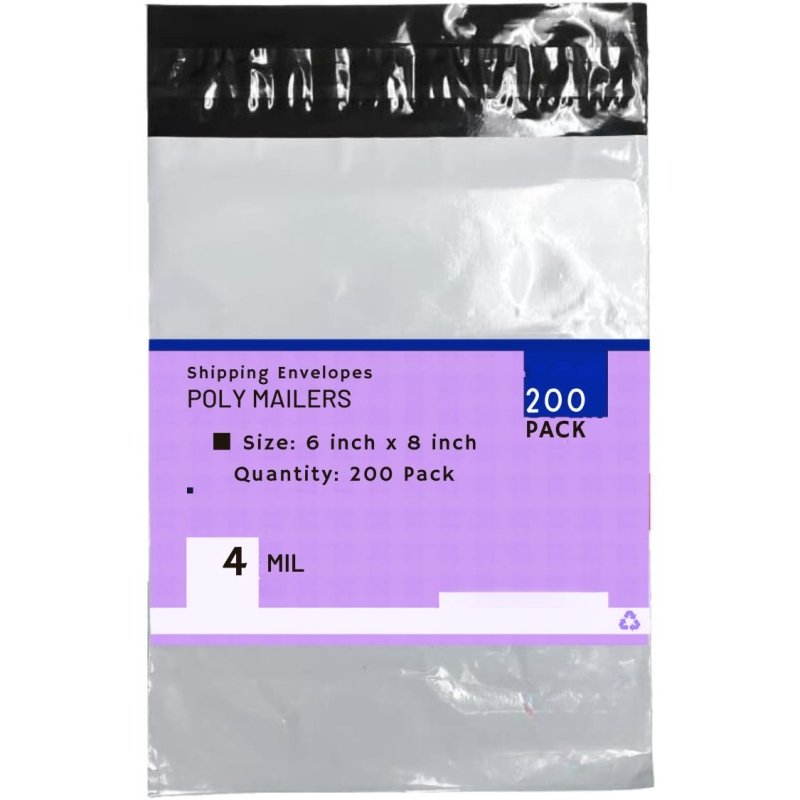 Heavy Duty Self Seal Poly Mailer Flat Bags Waterproof 4 Mil up to 10 Pound 6"(15cm) x 8"(20cm) 200pcs - variant_title - 