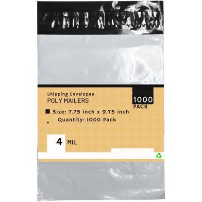 Heavy Duty Self Seal Poly Mailer Flat Bags Waterproof 4 Mil up to 10 Pound 7.75"(20cm) x 9.75"(24.7cm) 1000pcs - variant_title - 